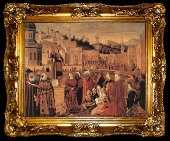 framed  Vittore Carpaccio Stephen Preaching at Jerusalem (mk05), ta009-2